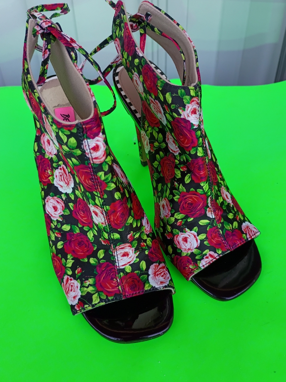 Betsey Johnson Rexie Floral Lace-Up Peep-Toe Stiletto Heels - Size 6M